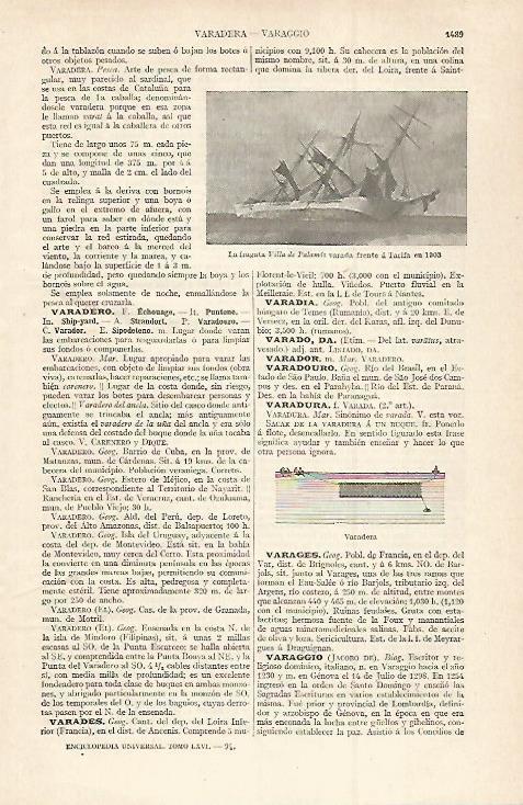 LAMINA ESPASA 30188: La fragata Villa de Palamos en Tarifa en 1903