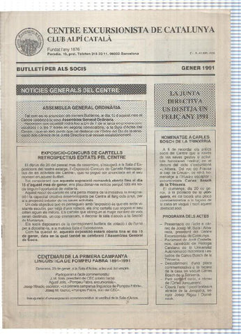 Butlleti: gener 1991 - Centre Excursionista de Catalunya Club Alpi Catala