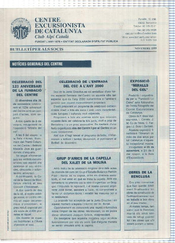 Butlleti: novembre 1999 - Centre Excursionista de Catalunya Club Alpi Catala