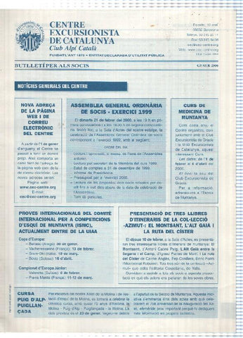Butlleti: gener 2000 - Centre Excursionista de Catalunya Club Alpi Catala