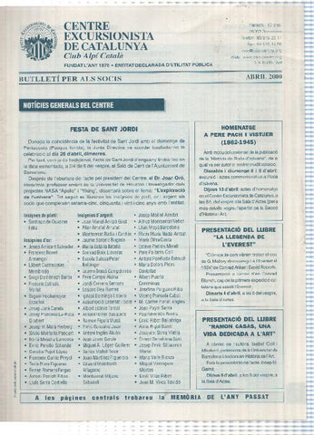 Butlleti: abril 2000 - Centre Excursionista de Catalunya Club Alpi Catala