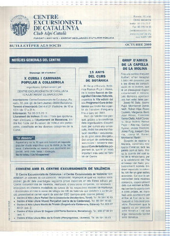 Butlleti: octubre 2000 - Centre Excursionista de Catalunya Club Alpi Catala. 