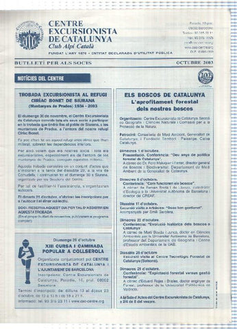 Butlleti: octubre 2003 - Centre Excursionista de Catalunya Club Alpi Catala