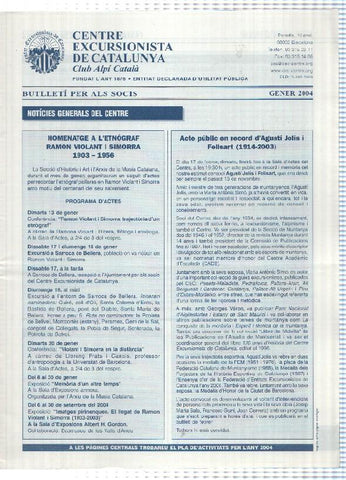 Butlleti: gener 2004 - Centre Excursionista de Catalunya Club Alpi Catala