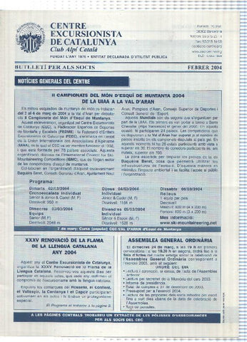 Butlleti: febrer 2004 - Centre Excursionista de Catalunya Club Alpi Catala