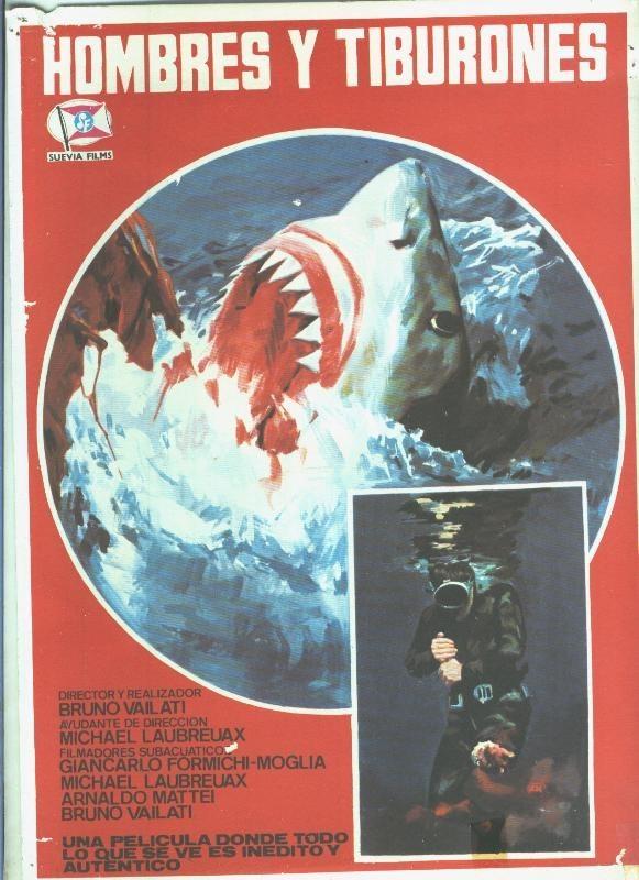Poster ficha de cine: Hombres y tiburones 