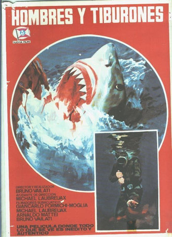 Poster ficha de cine: Hombres y tiburones 