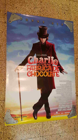 Poster de cine: Charlie y la fabrica de chocolate. De Tim Burton y Johnny Depp