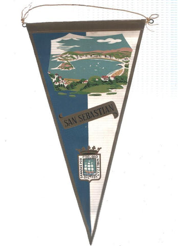 BANDERIN: SAN SEBASTIAN - Ilustracion de la playa de la Concha y escudo de la localidad