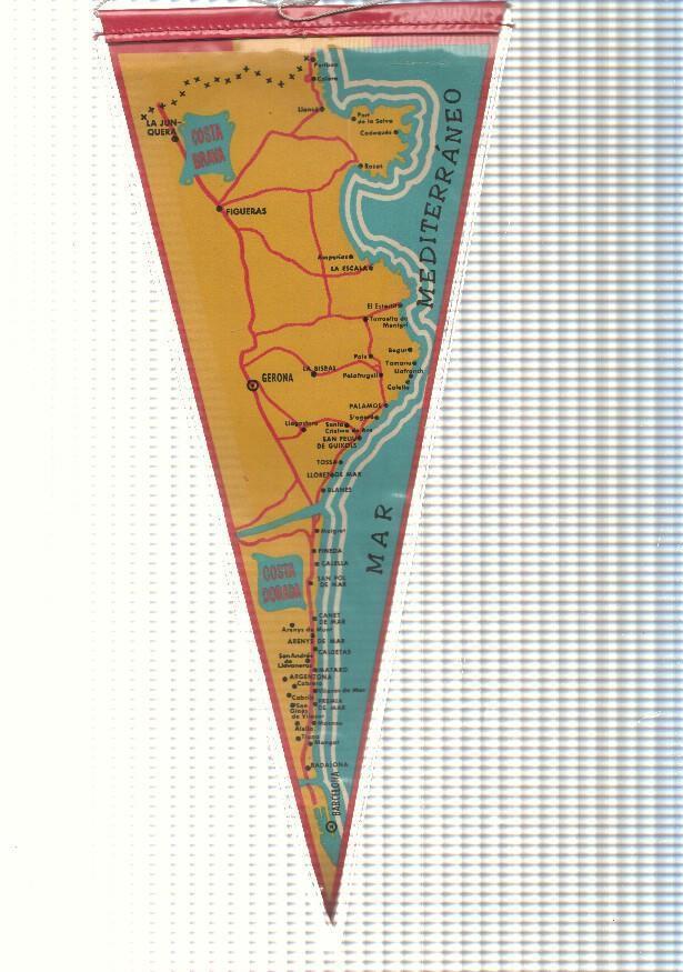 BANDERIN: CADAQUES, Girona - Imagen de la localidad desde la costa, (MAPA EN TRASERA)