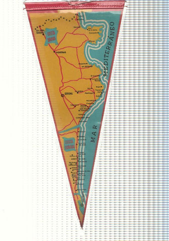 BANDERIN: CADAQUES, Girona - Imagen de la localidad desde la costa, (MAPA EN TRASERA)