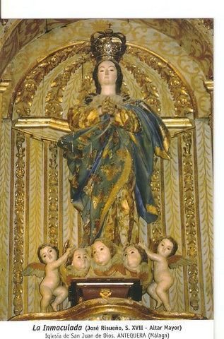 Postal 029941 : La Inmaculada (Jose Risueño S. XVII - Altar Mayor) Iglesia de San Juan de Dios. Antequera (Malaga)