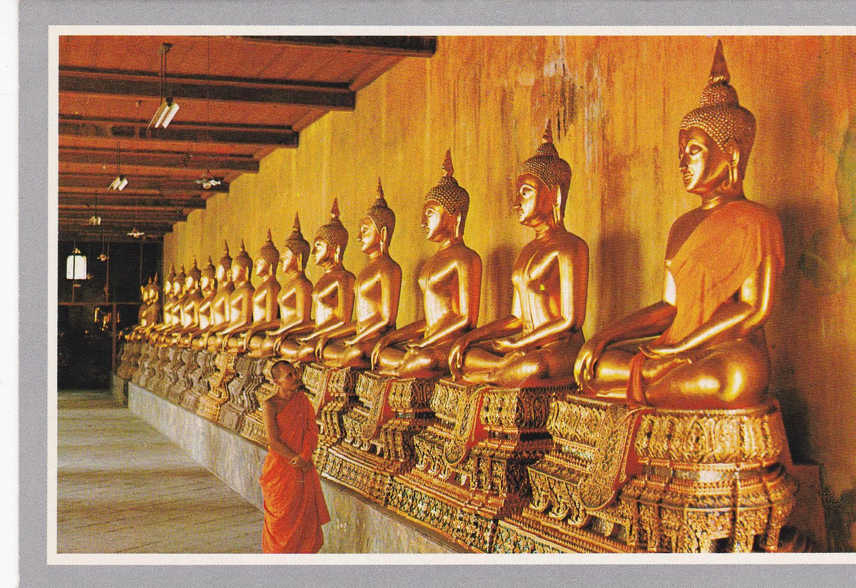 POSTAL B7386: TAILANDIA: HILERA DE BUDDHA DORADO