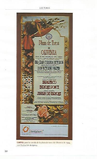 LAMINA COSSIO 51299: Cartel de la plaza de Olivenza del 6 de marzo de 1994
