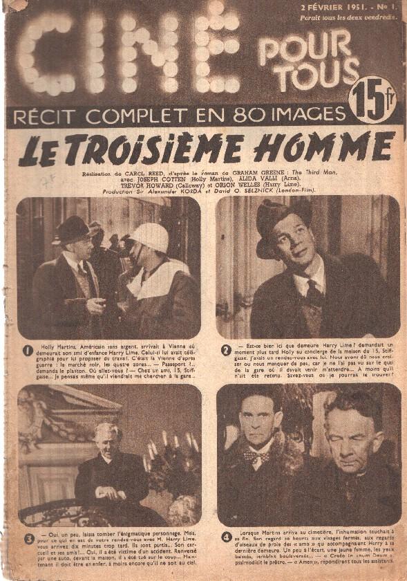 Revista: Cine pour tous num 1, 1951 - Le Troisieme Homme. Reci complet en 80 images