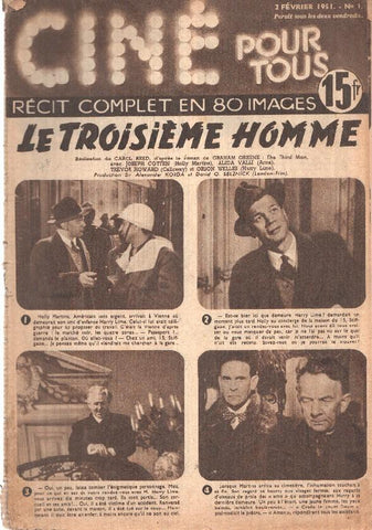 Revista: Cine pour tous num 1, 1951 - Le Troisieme Homme. Reci complet en 80 images