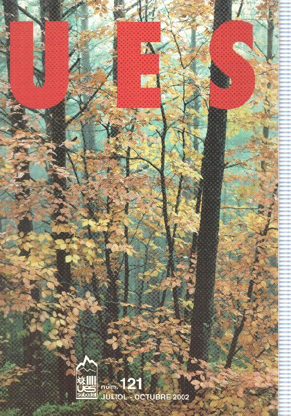 Butlleti informatiu: num 121 UES (Unio Excursionisa de Sabadell), juliol-octubre 2002. Portada: Bosc del Catllaras