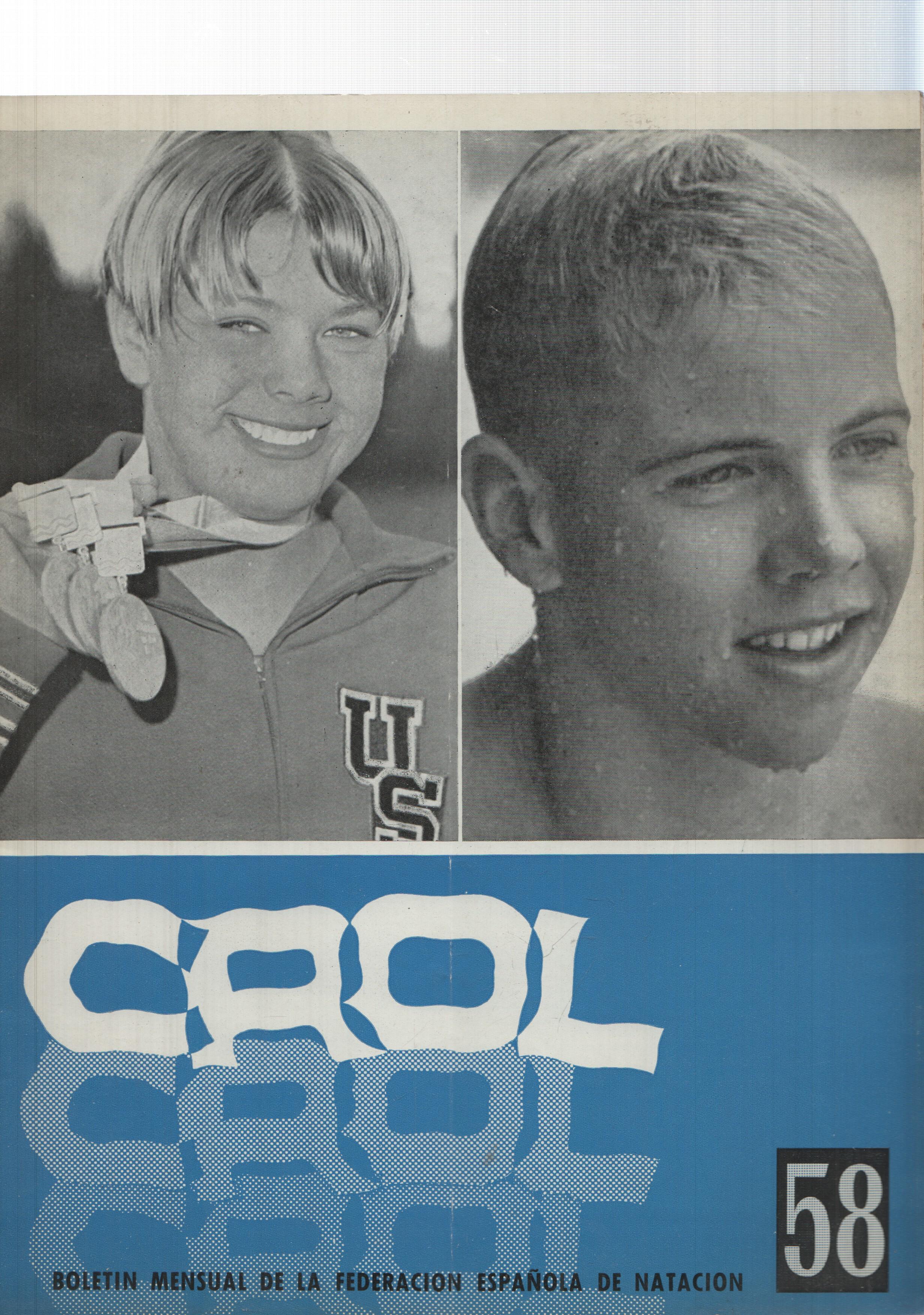 Boletin: Crol num 058, diciembre 1969, año V. Portada: Gary Hall y Debbie Meyer 