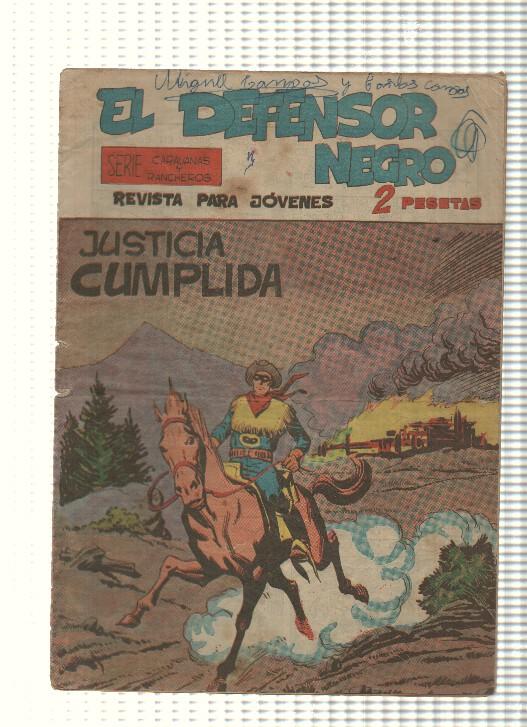 Comic: El Defensor Negro num 28 (nombre propietario cubierta) - Justicia cumplida. Serie Caravanas y Rancheros