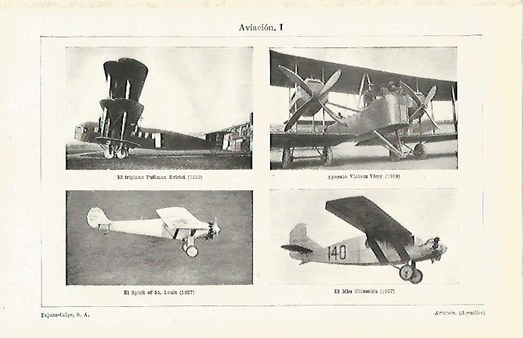 LAMINA ESPASA 19114: El Pullman Bristol Vickers Vimy Spirit of St Louis y Miss Columbia