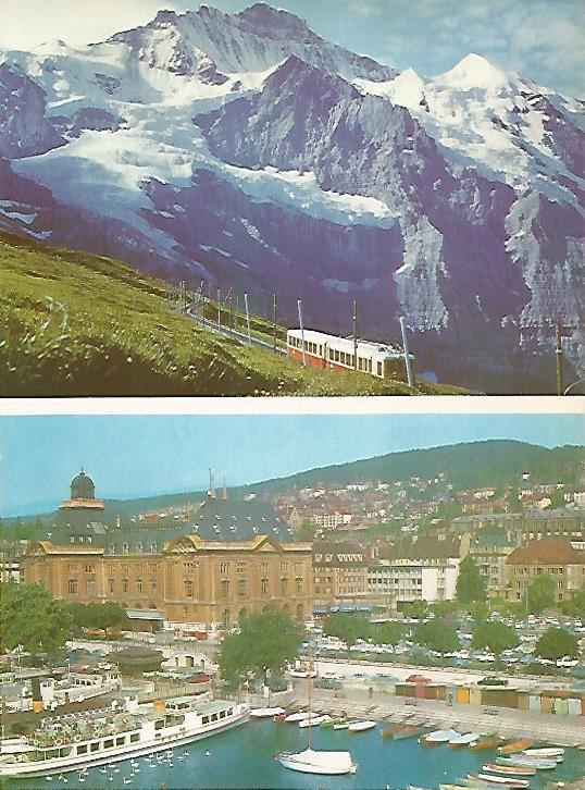 LAMINA 10982: Pico del Jungfrau y vista de Neuchatel Suiza