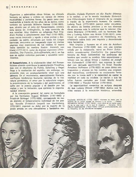 LAMINA 11018: Retratos de Novalis H. Heine y F. Nietzsche