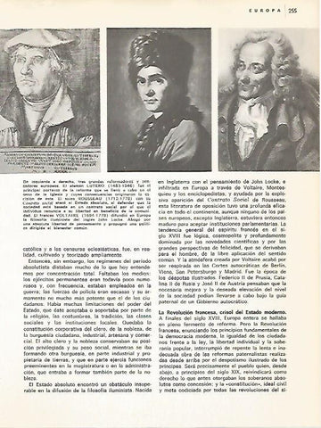 LAMINA 11055: Retratos de Lutero Rousseau y Voltaire