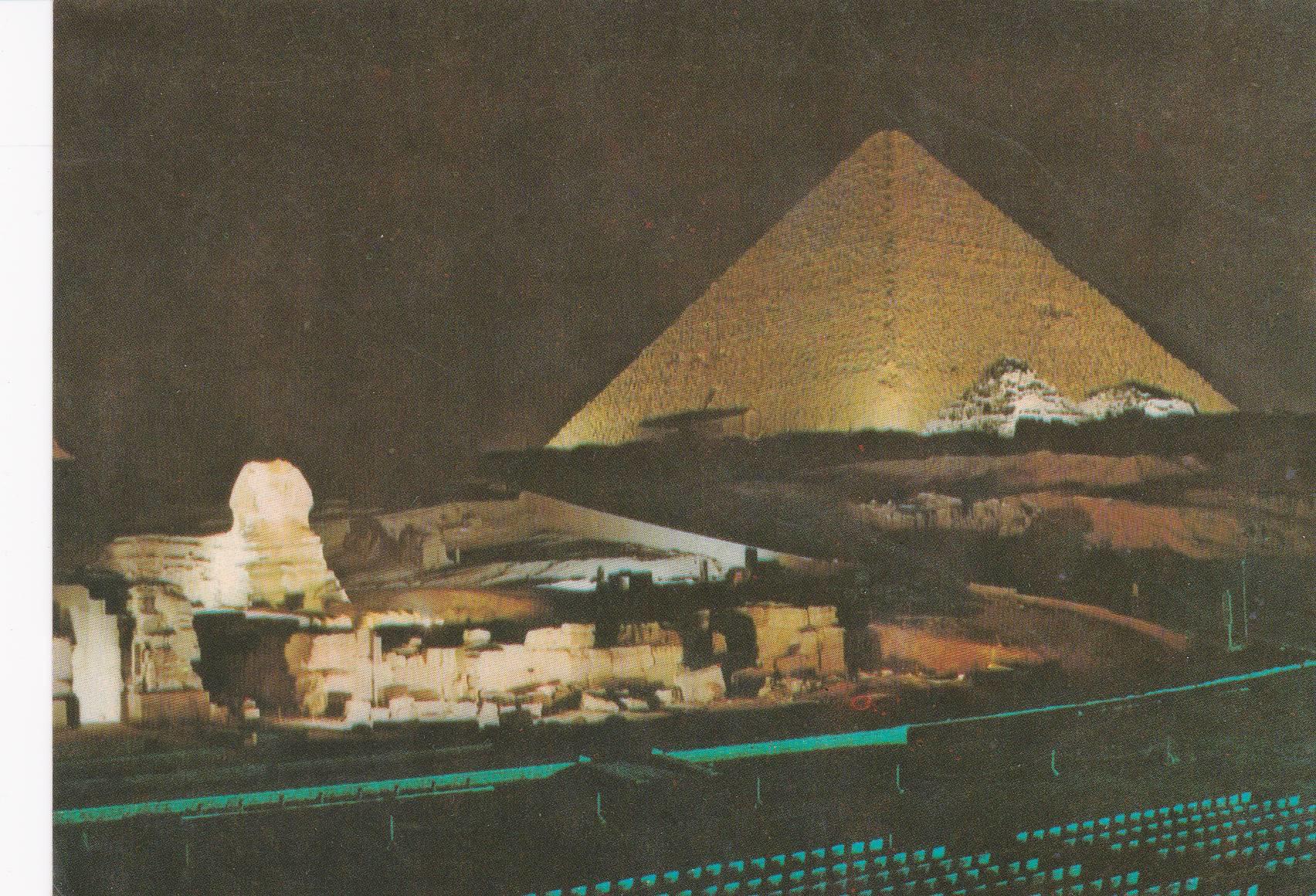POSTAL B7414: EGIPTO: PIRAMIDE GIZA NOCTURNA