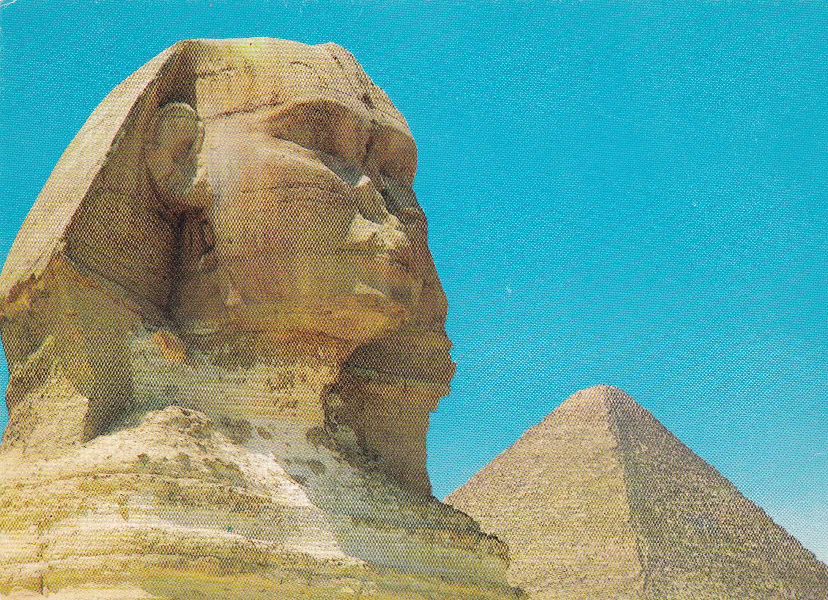 POSTAL B7425: EGIPTO: DETALLE DE LA PIRAMIDE DE KHEOPS: ESFINGE DE GIZEH