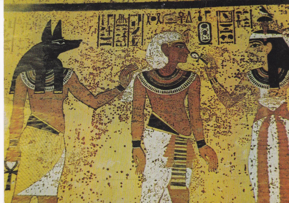 POSTAL B7427: EGIPTO: MURAL: EL REY SEGUIDO POR ANUBIS