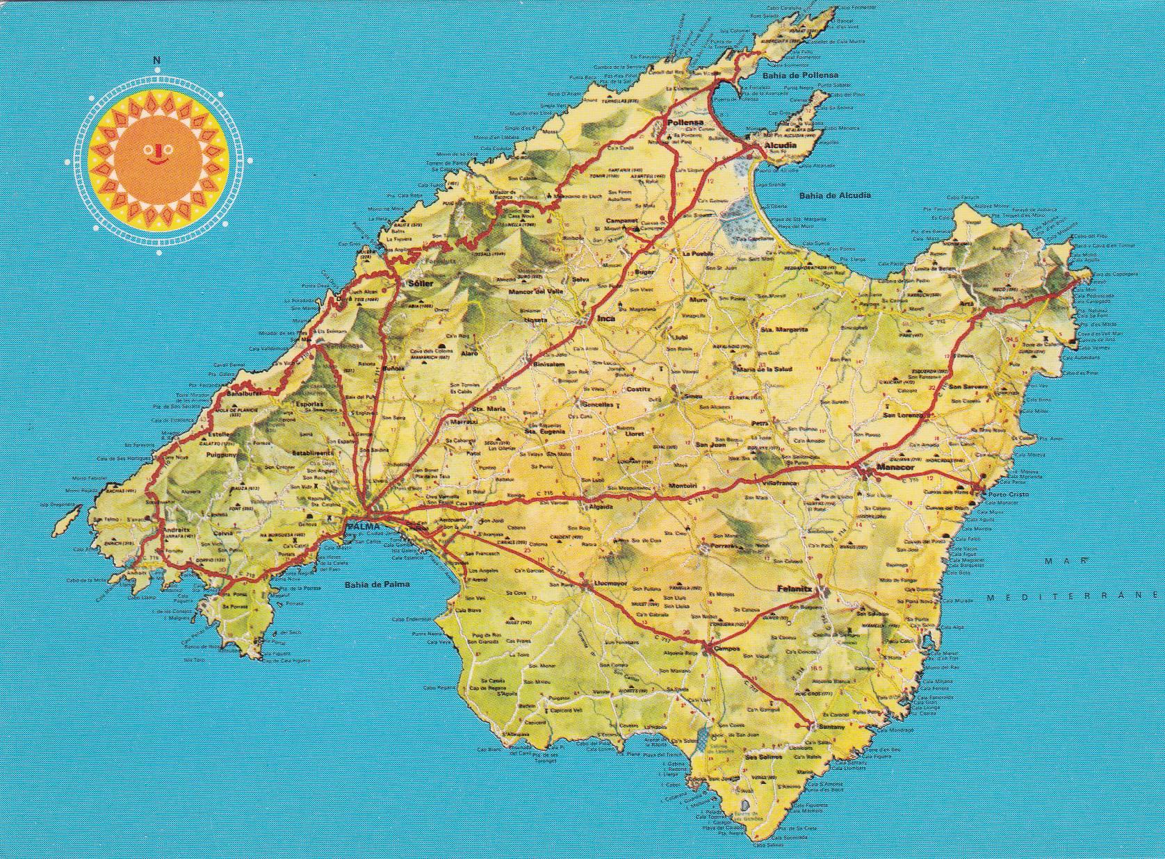 POSTAL B7604: MALLORCA: MAPA DE LA ISLA