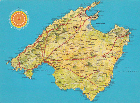 POSTAL B7604: MALLORCA: MAPA DE LA ISLA