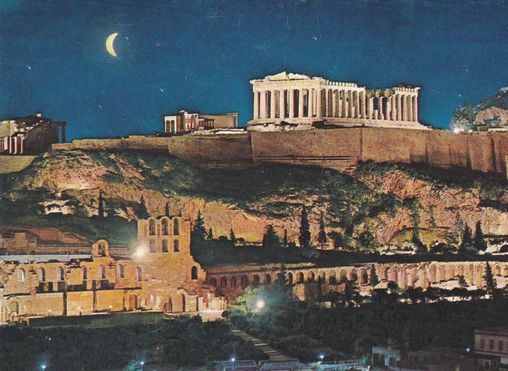 POSTAL B7700: ATENAS: VISTA NOCTURNA DEL ACROPOLIS