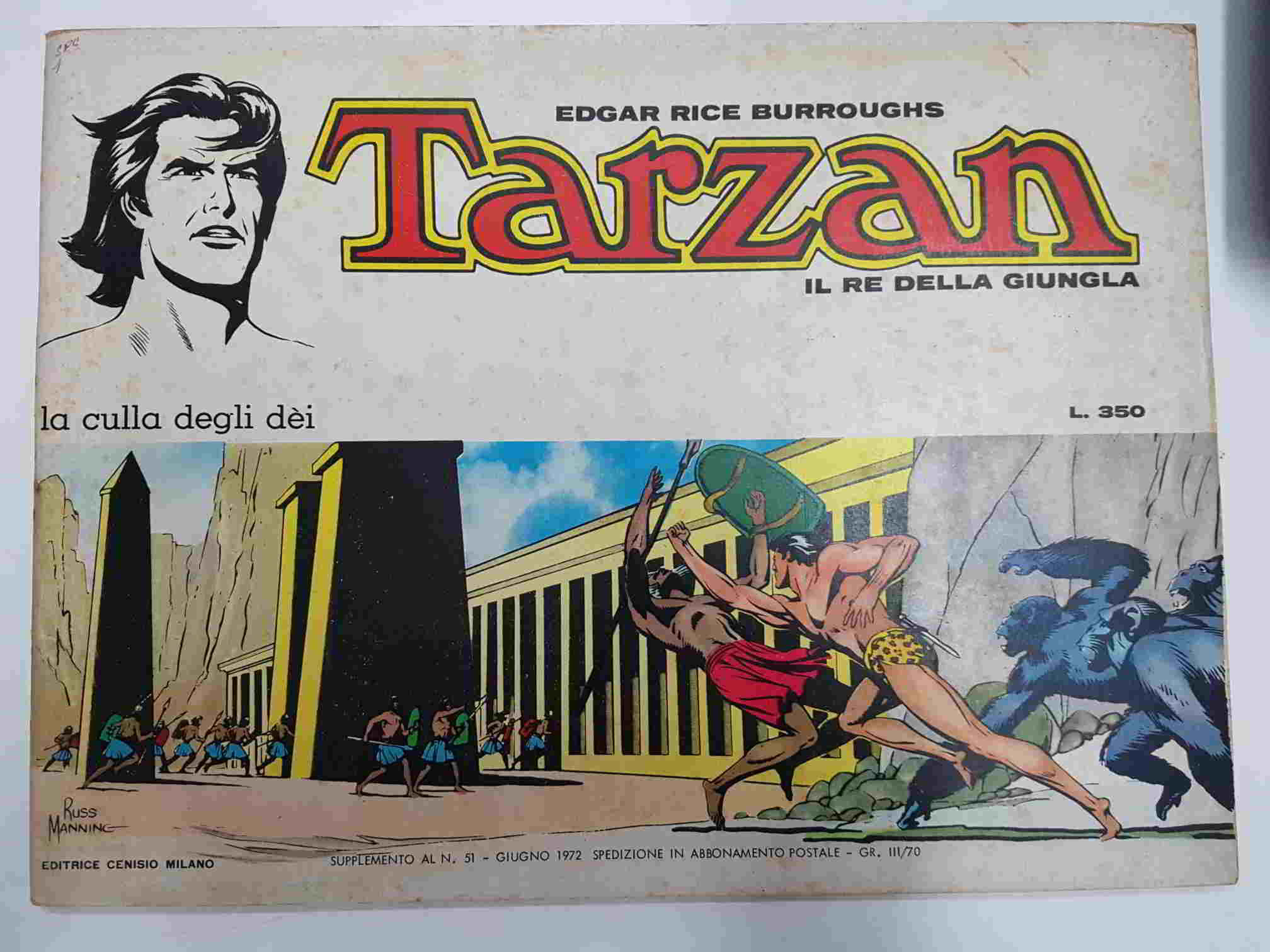 EC: Tarzan Special - La culla degli dei L.350 (1972), il re della giungla . Supplemento a Tarzan num 51