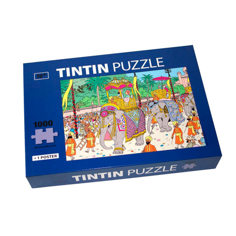 Tintin Puzzle 1000 piezas LOS CIGARROS DEL FARAON (desfile elefantes) con poster 50x66,5cm (ref. #81545)