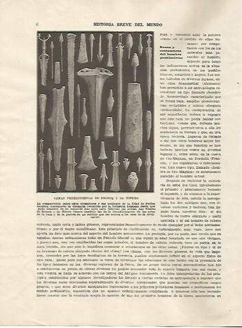 LAMINA 5190: Armas prehistoricas de broncee y de hierro