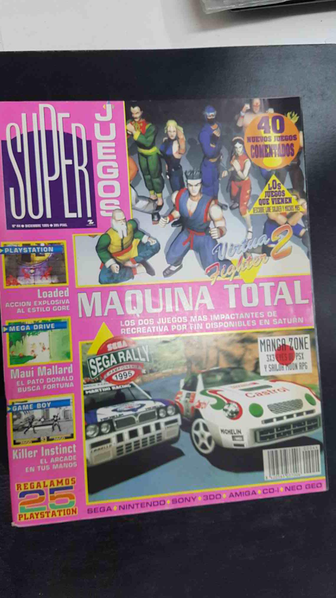 revista: Los Super Juegos num 044 - Dic 1995. Virtua Fighter 2, Sega Rally, DK Country 2, Mortal Kombat 3