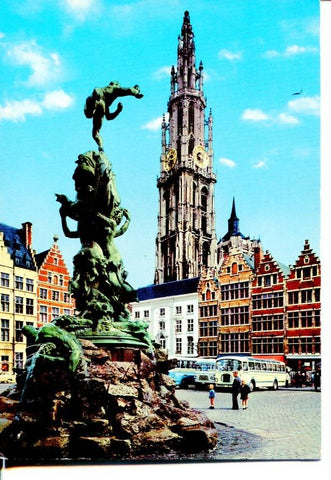 Postal 016558: ANVERS - Grand Place Bravo et la Cathedrale