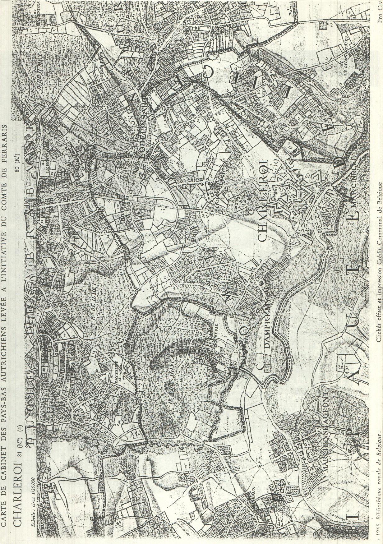 Plano: de Charleroi 46 1:50.000, 1965 Bibliotheque royale de Belgique. Le plan en relief de Charleroi