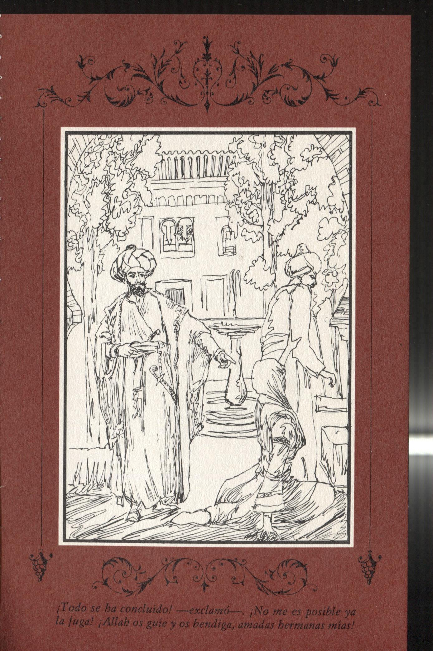 Lamina 6 de Cuentos de la Alhambra ( edicion 1974 ), medida 11 x 17,5 cm)