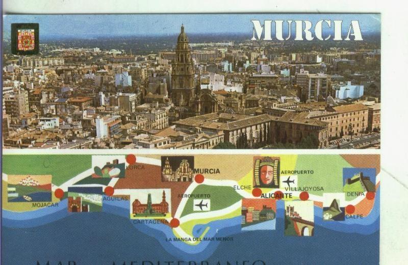 Postal 001435: Vista general de Murcia y plano provincia de Murcia 