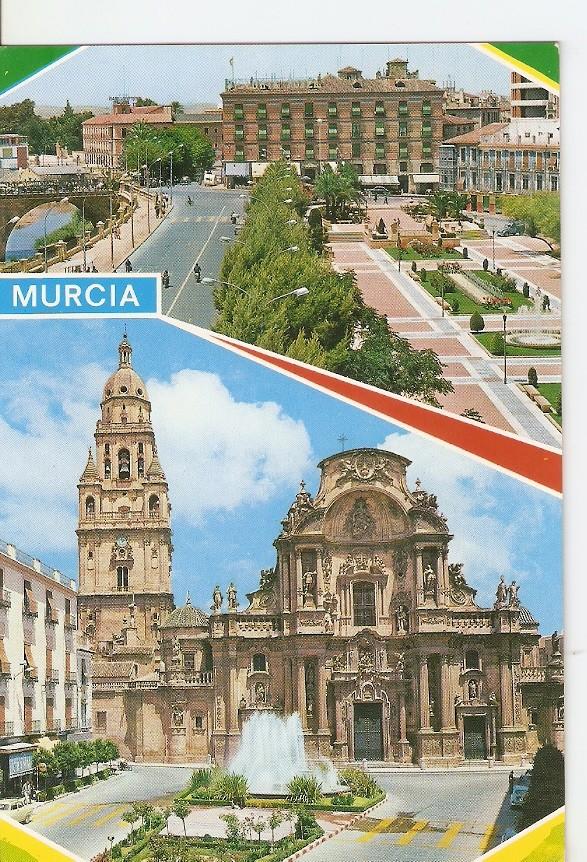 Postal 028957 : Glorieta de España y Catedral. Murcia