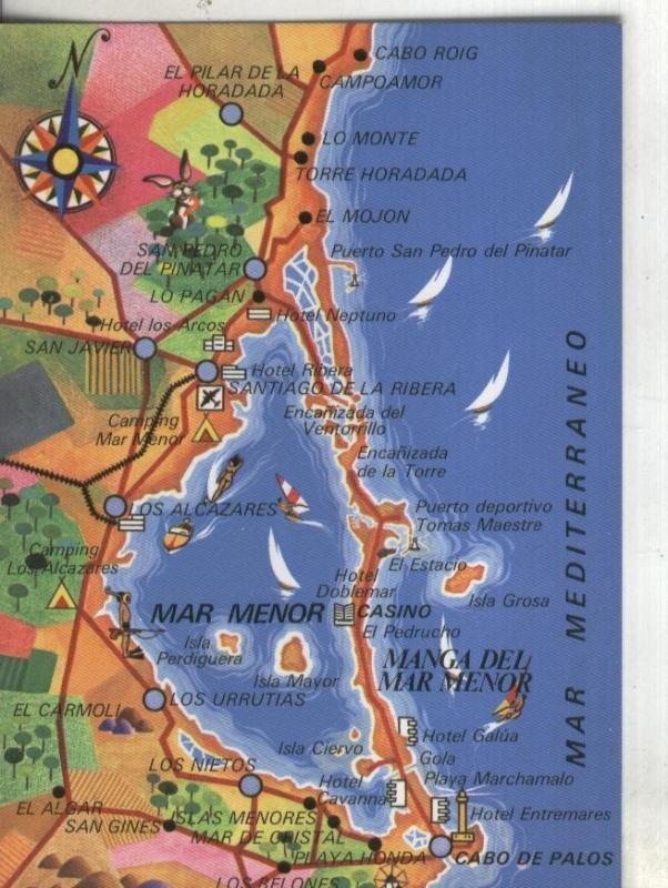 Postal 003674: Murcia: Mar Menor: Mapa