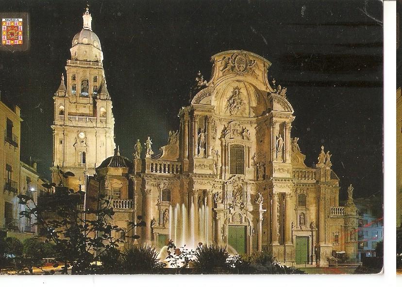 Postal 045484 : Murcia. Fachada de la Catedral. Nocturna