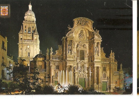Postal 045484 : Murcia. Fachada de la Catedral. Nocturna