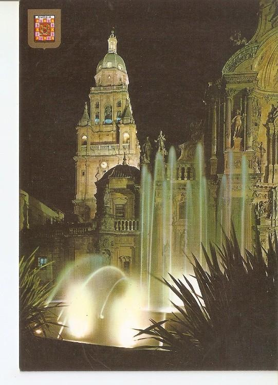 Postal 048114 : Murcia. Fuente de la Plaza del Cardenal Belluga y Catedral