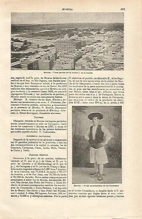 LAMINA ESPASA 24537: Vista de la ciudad de Murcia