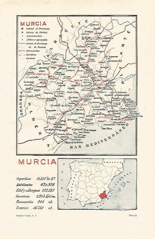 LAMINA ESPASA 24541: Mapa de la provincia de Murcia