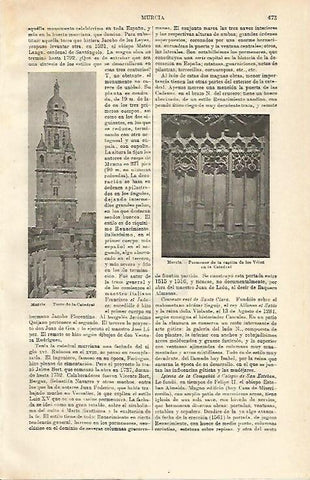 LAMINA ESPASA 24545: Torre de la Catedral de Murcia