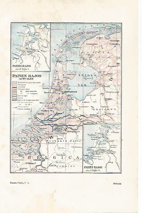 LAMINA ESPASA 30201: Mapa  de los Paises Bajos